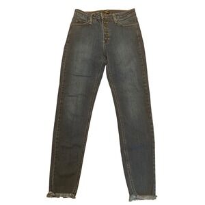 JUSTBLACK Mid- Rise Button Fly‎ Frayed Hem Skinny Jeans Size 26
